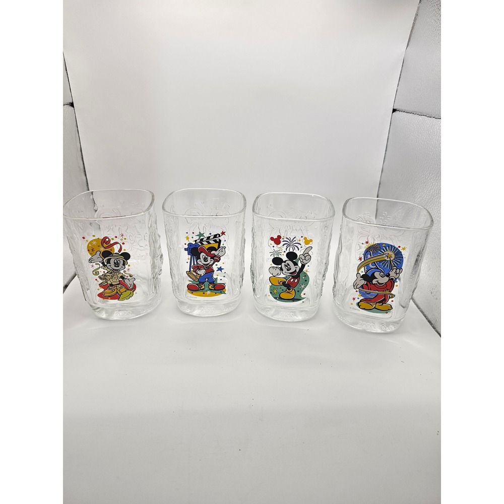 Disney World 2000 Celebration McDonalds Glasses Set of 4 Mickey Mouse Vintage
